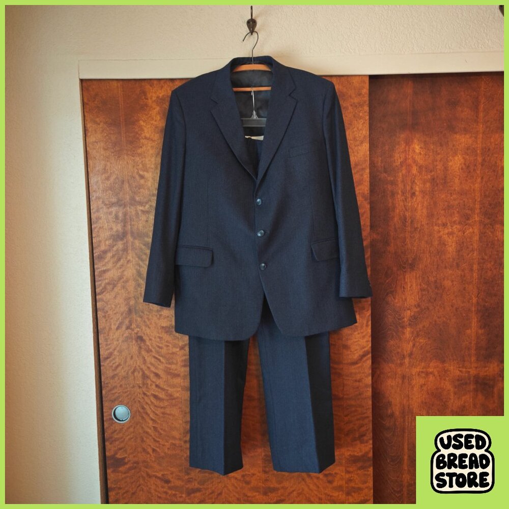 Men's Duffy's Tailors Handmade Single-Breasted 3 Piece Suit | Navy Mélange | 44R